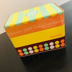 Retro Recipe Box w/ Blank Cards & Filled Menu Ideas, Kitschy Colorful Fun